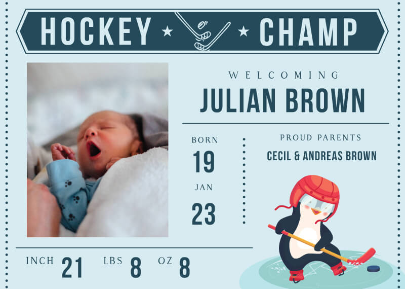 Ice Hockey - Baby Announcements