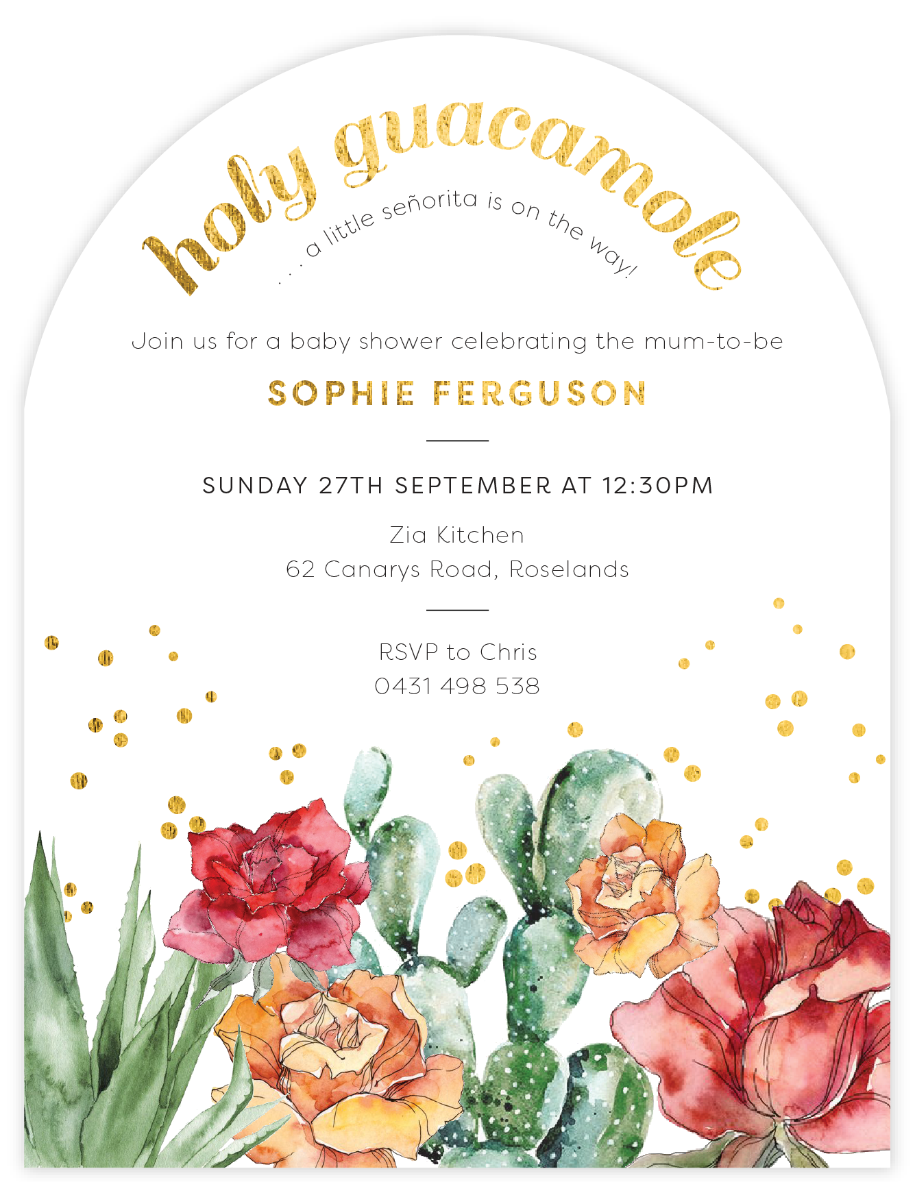 Holy Guacamole Baby Shower Invitations - Flat Foil design preview