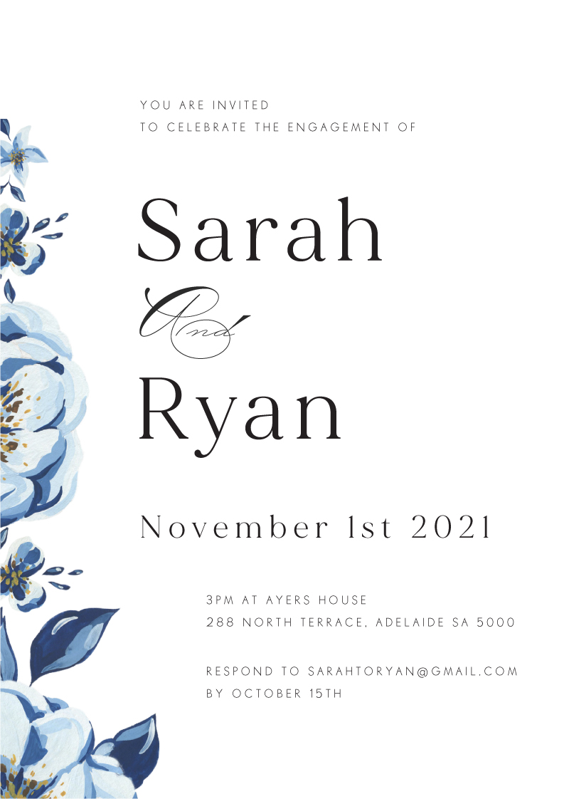 Blue Acrylic Floral - Engagement Invitations