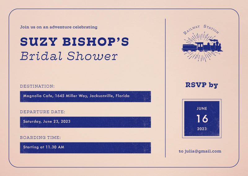 Wes Anderson Railway Bridal Shower Invitations - Digital Printing design preview