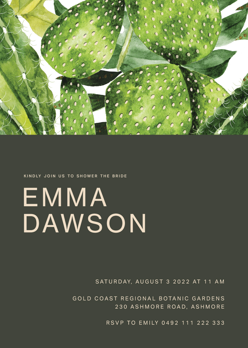 Jungle Of Succulents Bridal Shower Invitations - Digital Printing design preview