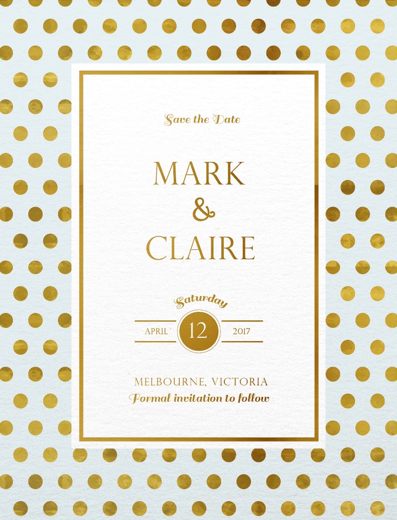 Polkadot Roses Save The Date - Metallic Prints design preview
