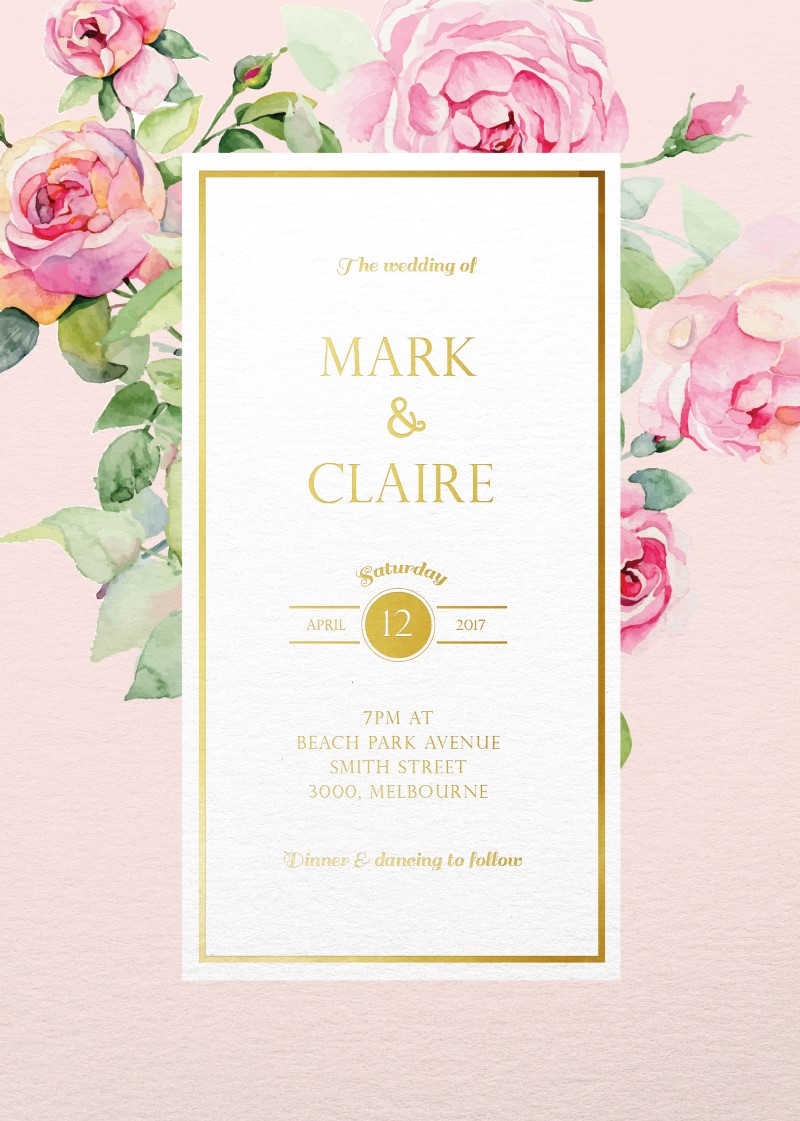 Polkadot Roses - Wedding Invitations