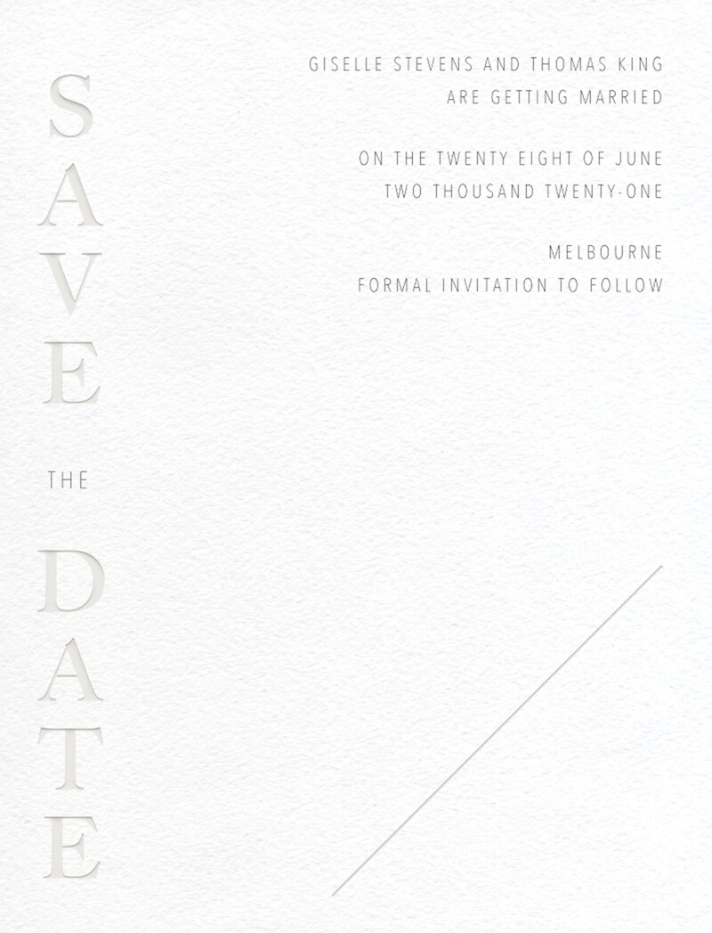 Idoru Save The Date - Letterpress design preview