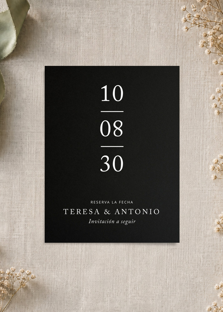 Black And White Save The Date - White Ink design preview