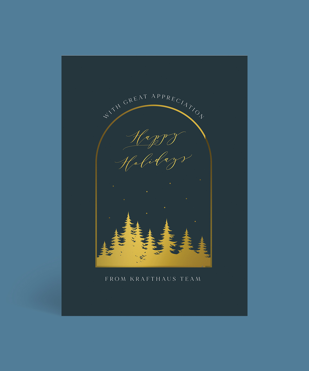 Arch Frame Business Christmas Cards - Metallic Prints design preview