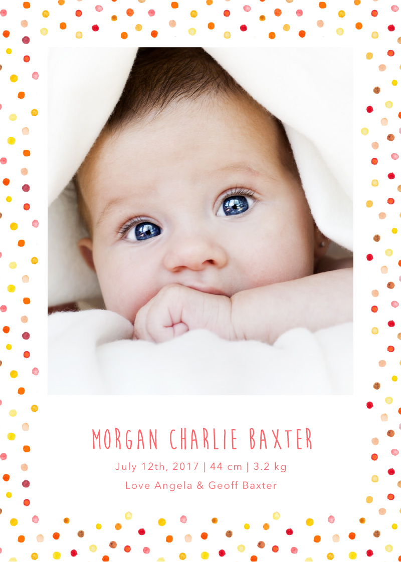 Polka Dot Announcement Baby Announcements - Digital Printing design preview