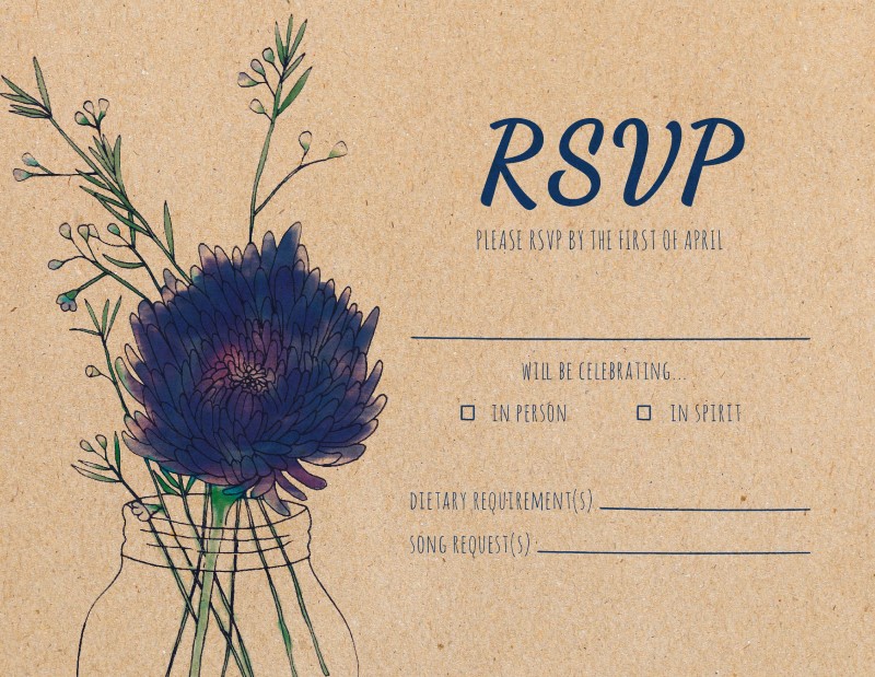 Rustic Mason Jar Flowers RSVP Cards - Digital Printing design preview