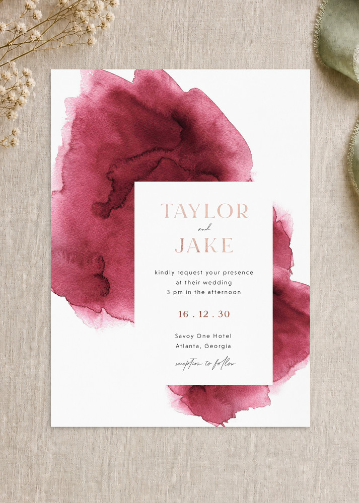 Burgundy Burst - Wedding Invitations