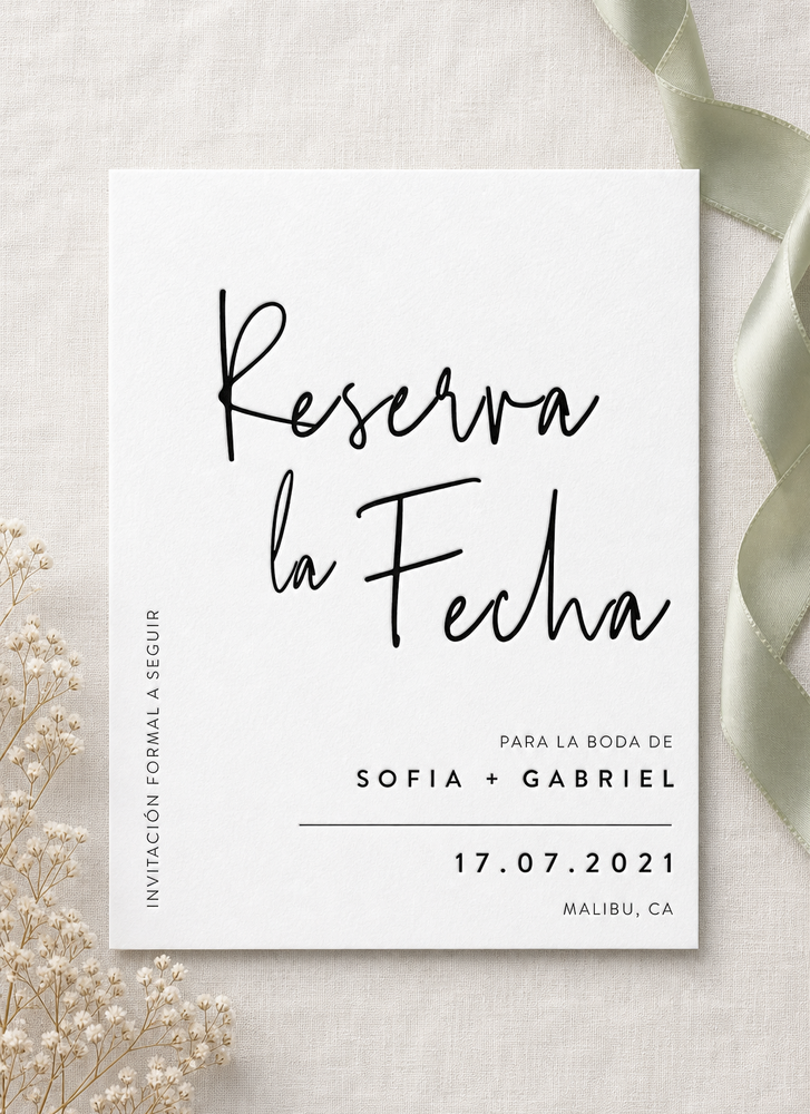 Linear Save The Date - Letterpress design preview