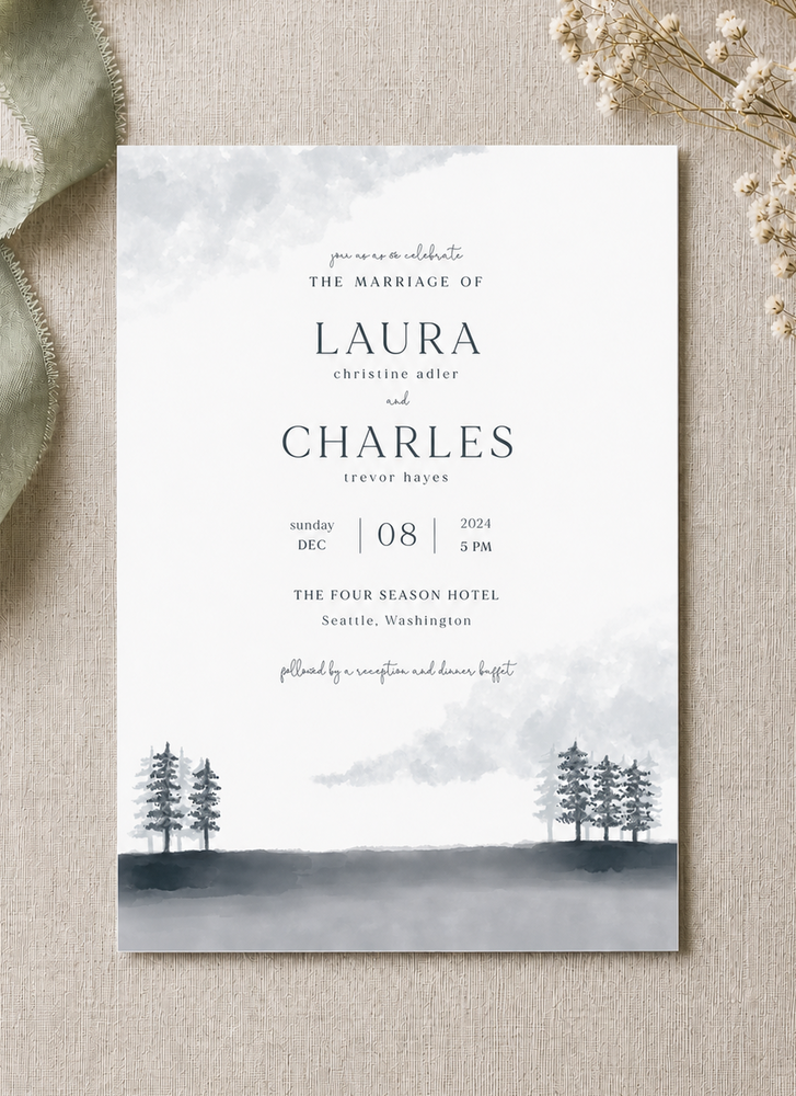 Whimsical Winter Wedding Invitations - Digital Printing design preview