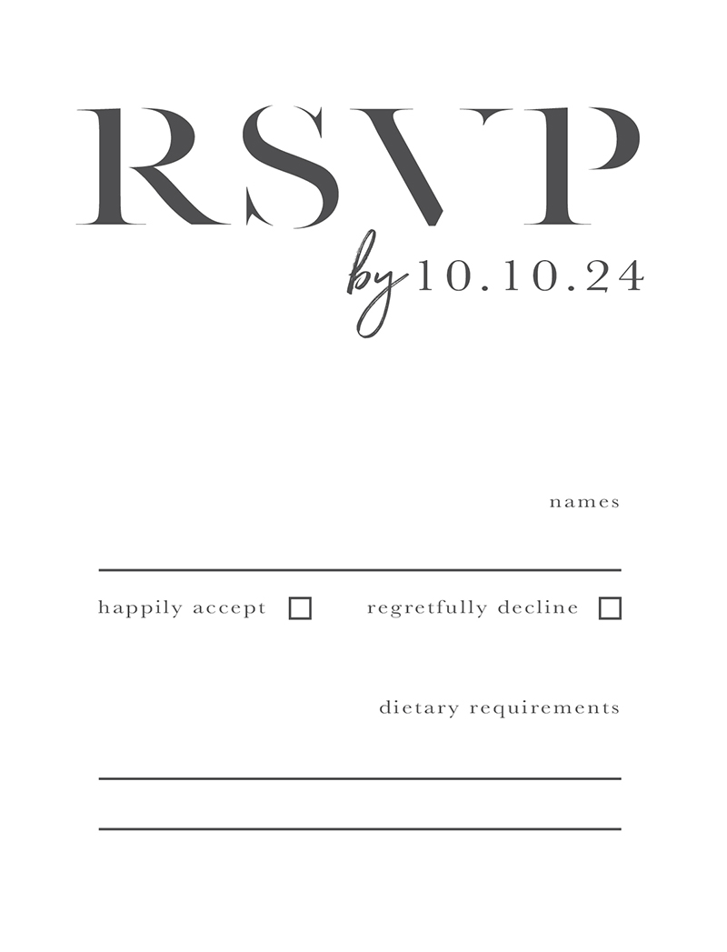 Smoke RSVP Cards - Letterpress design preview