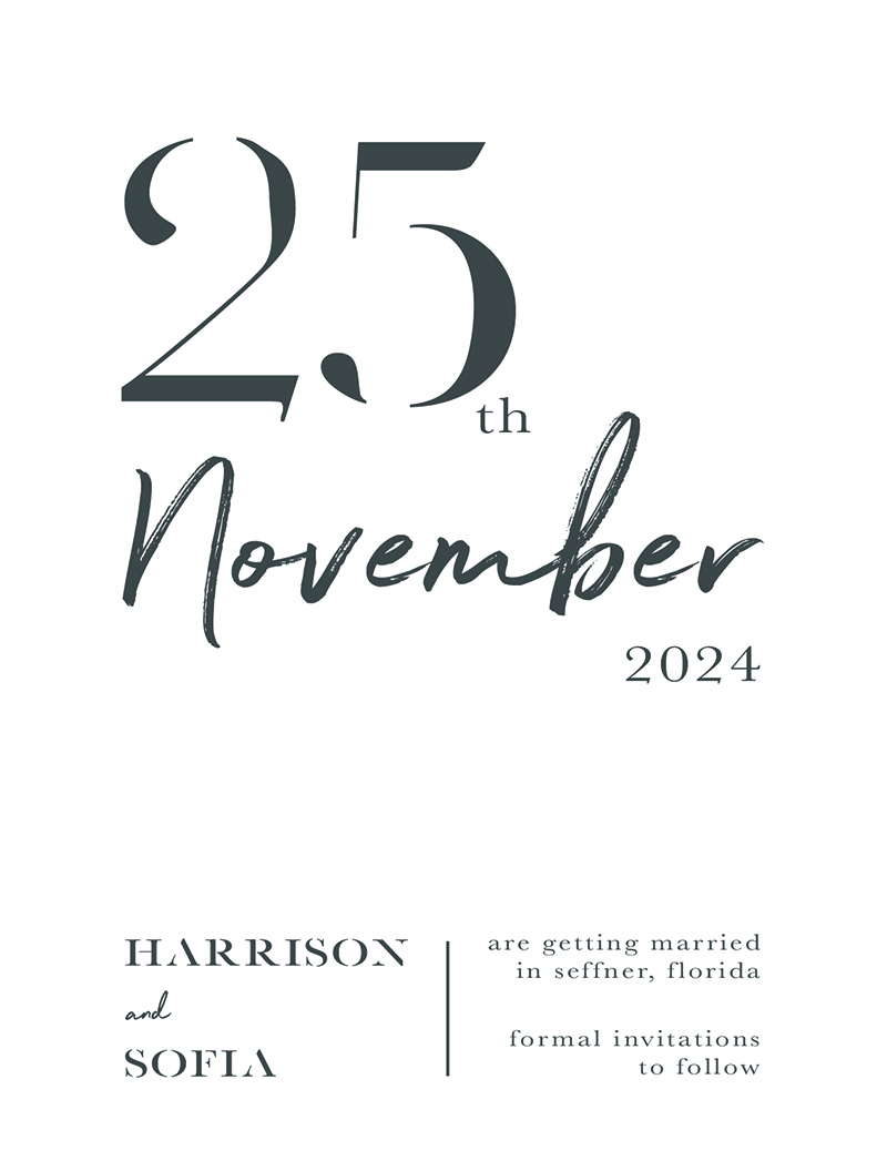 Smoke Save The Date - Letterpress design preview