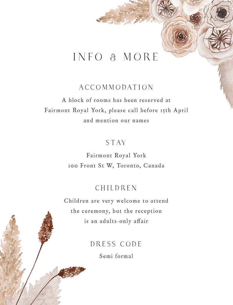 Rustic Pampas - Information Cards