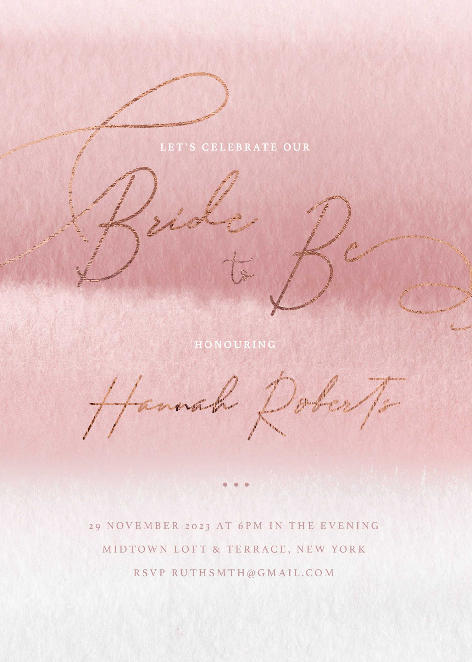 Rose Gold Shade - Bridal Shower Invitations