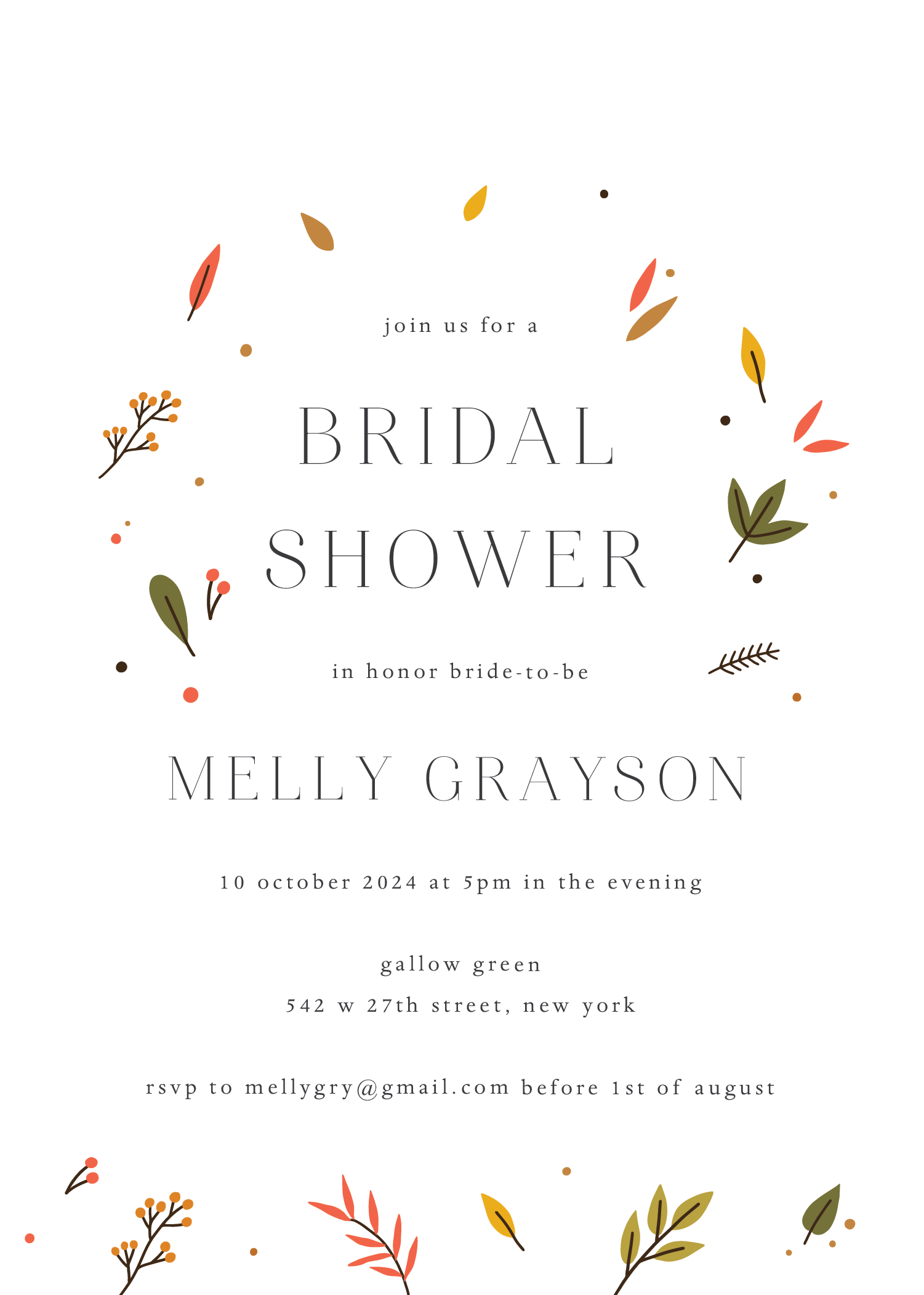 Fall Breeze - Bridal Shower Invitations