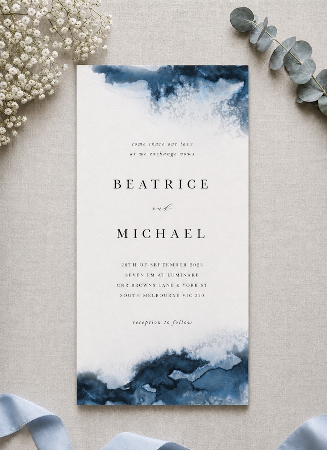 Cerulean Blush Wedding Invitations - Digital Printing design preview