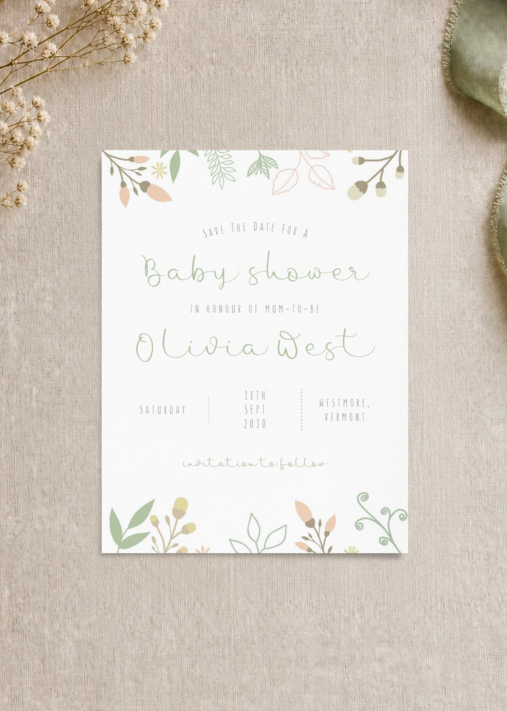 Flower Buds Save The Date - Digital Printing design preview