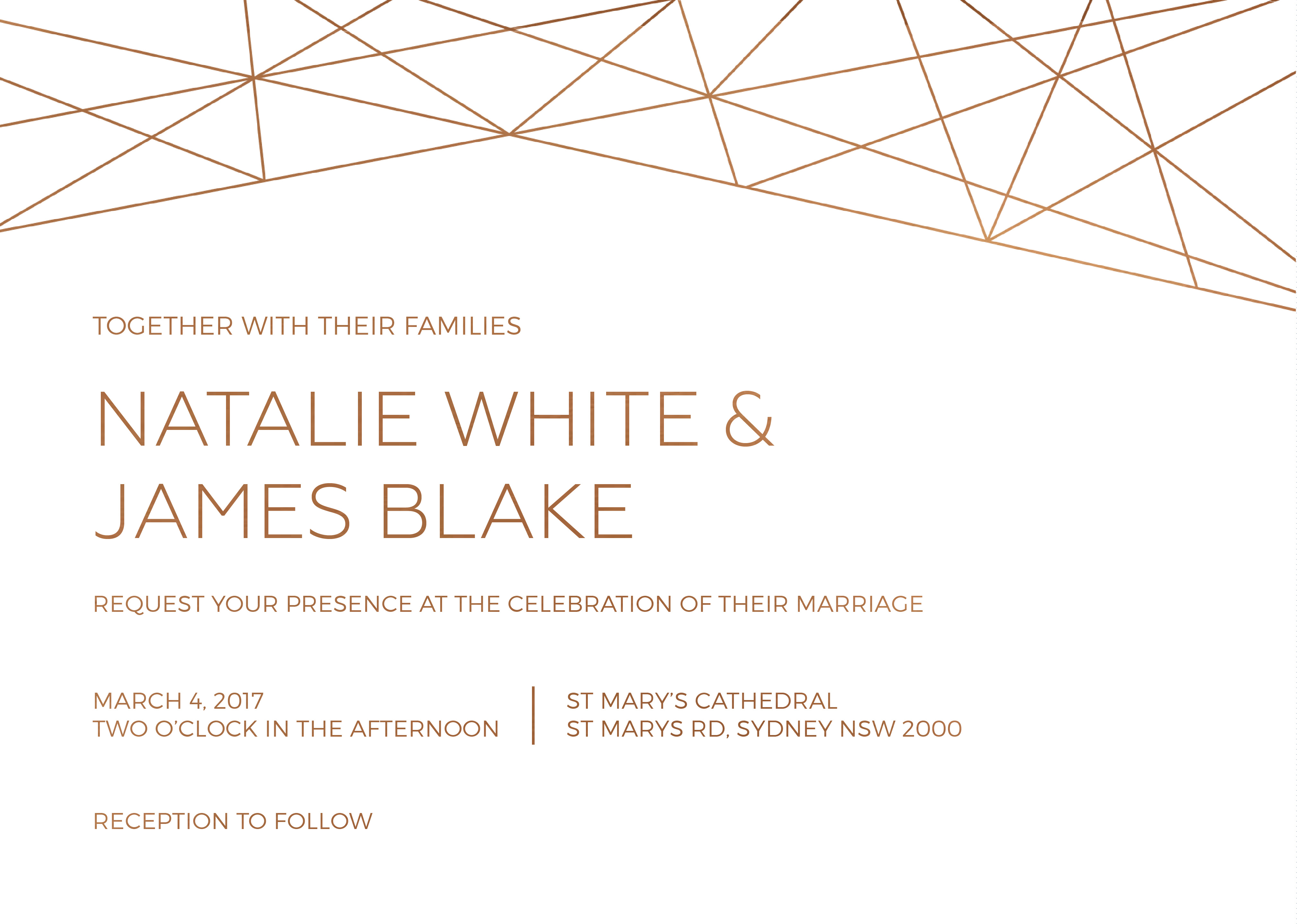 Geometric Copper Wedding Invitations - Flat Foil design preview