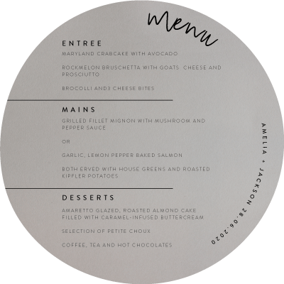 Linear Wedding Menu - Digital Printing design preview