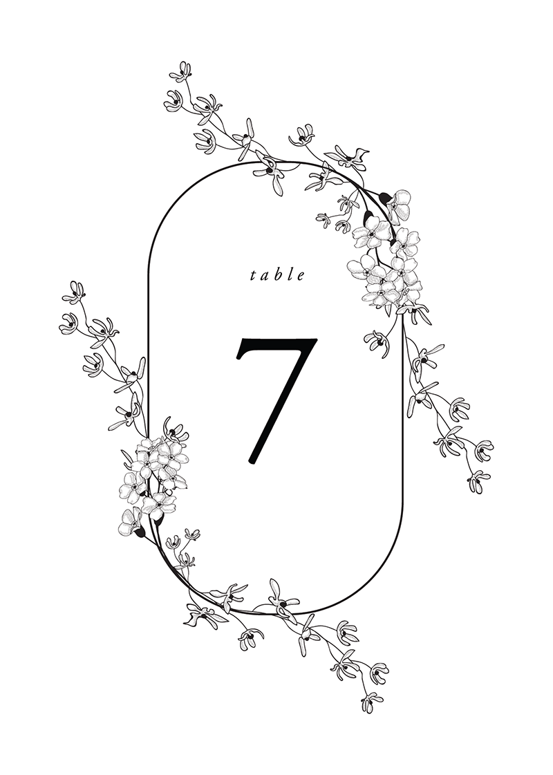 Floweret Table Numbers - Digital Printing design preview