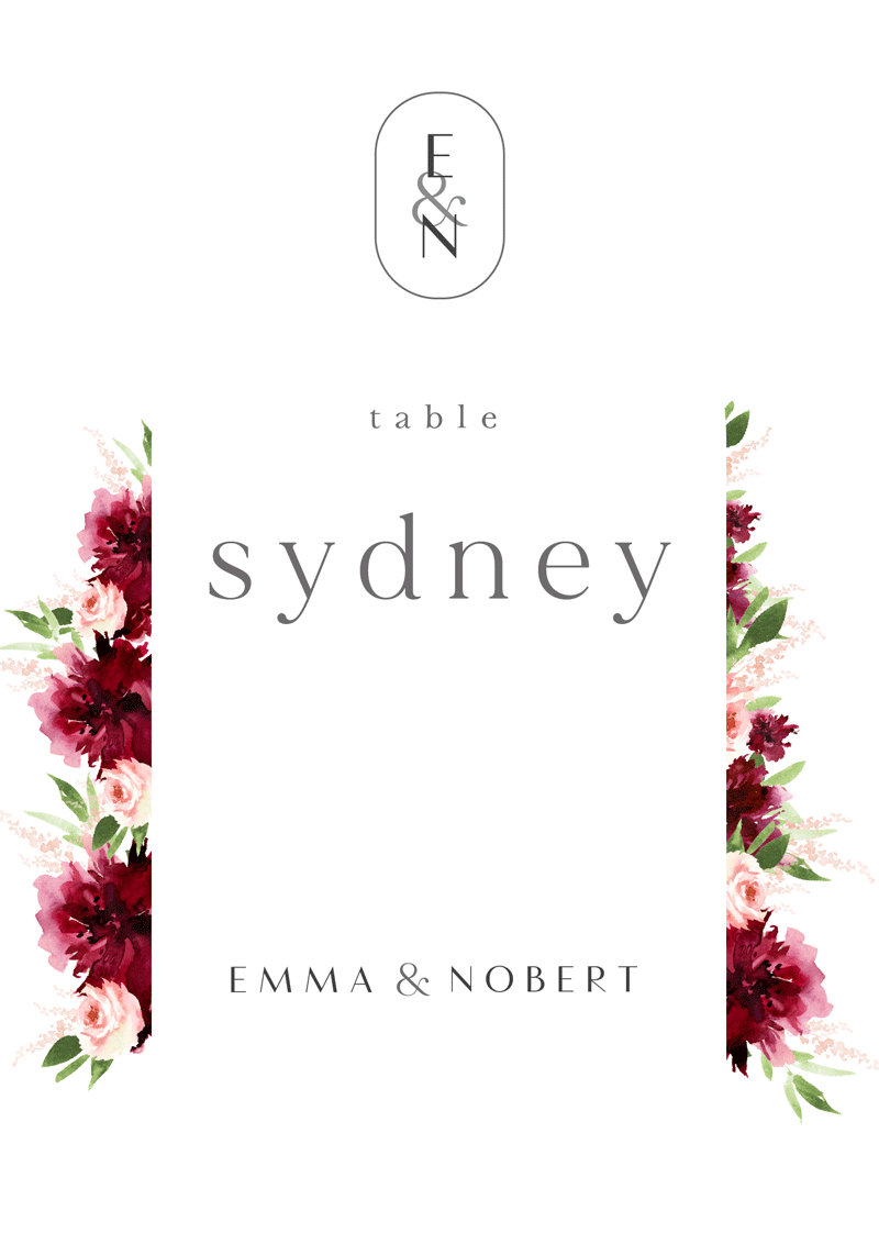 Elegant Flowers - Table Numbers