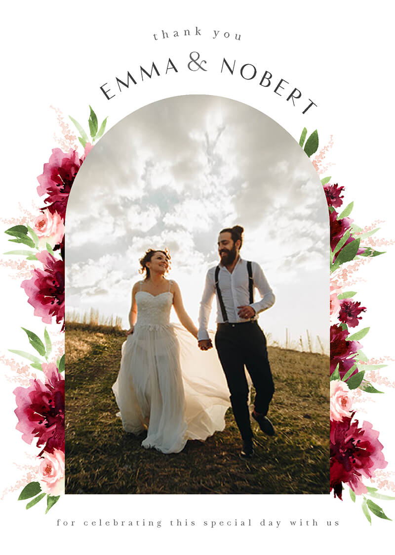 Elegant Flowers - Wedding Thank You Cards