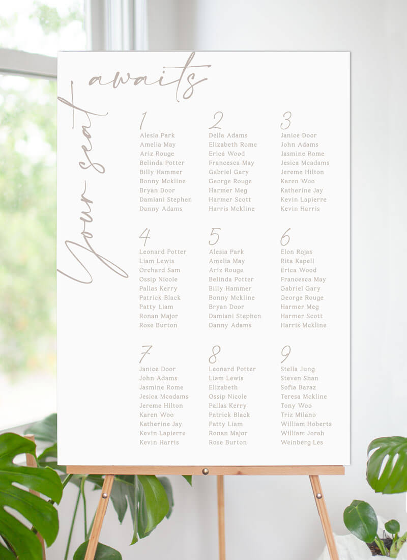 Amaya Wedding Seating Chart - Digital Printing design preview