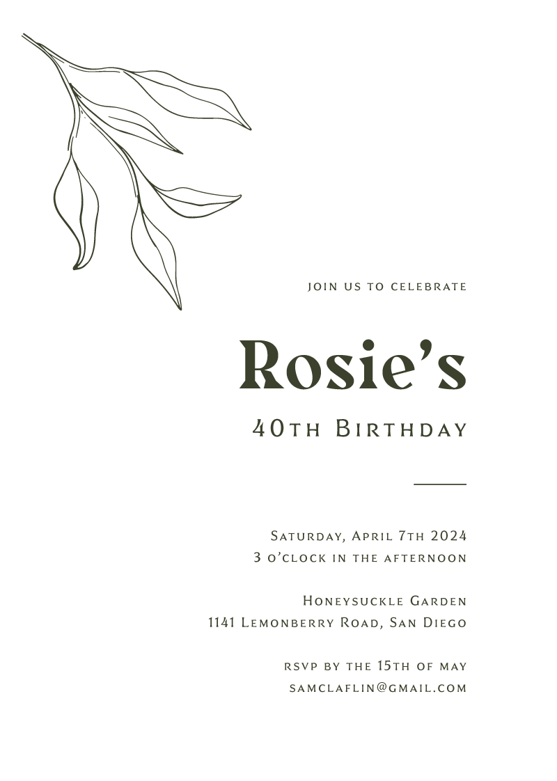 Verdure Birthday Invitations - Digital Printing design preview