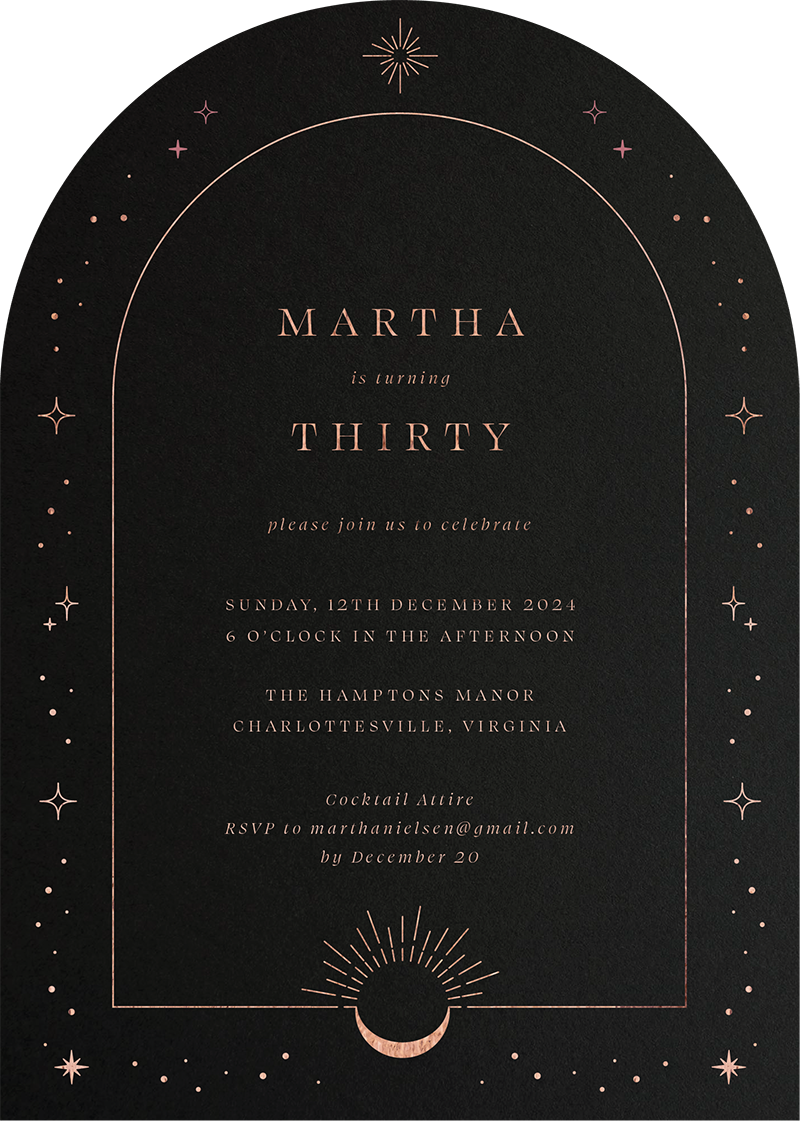 Half Moon Birthday Invitations - Colour Stock + Foil design preview