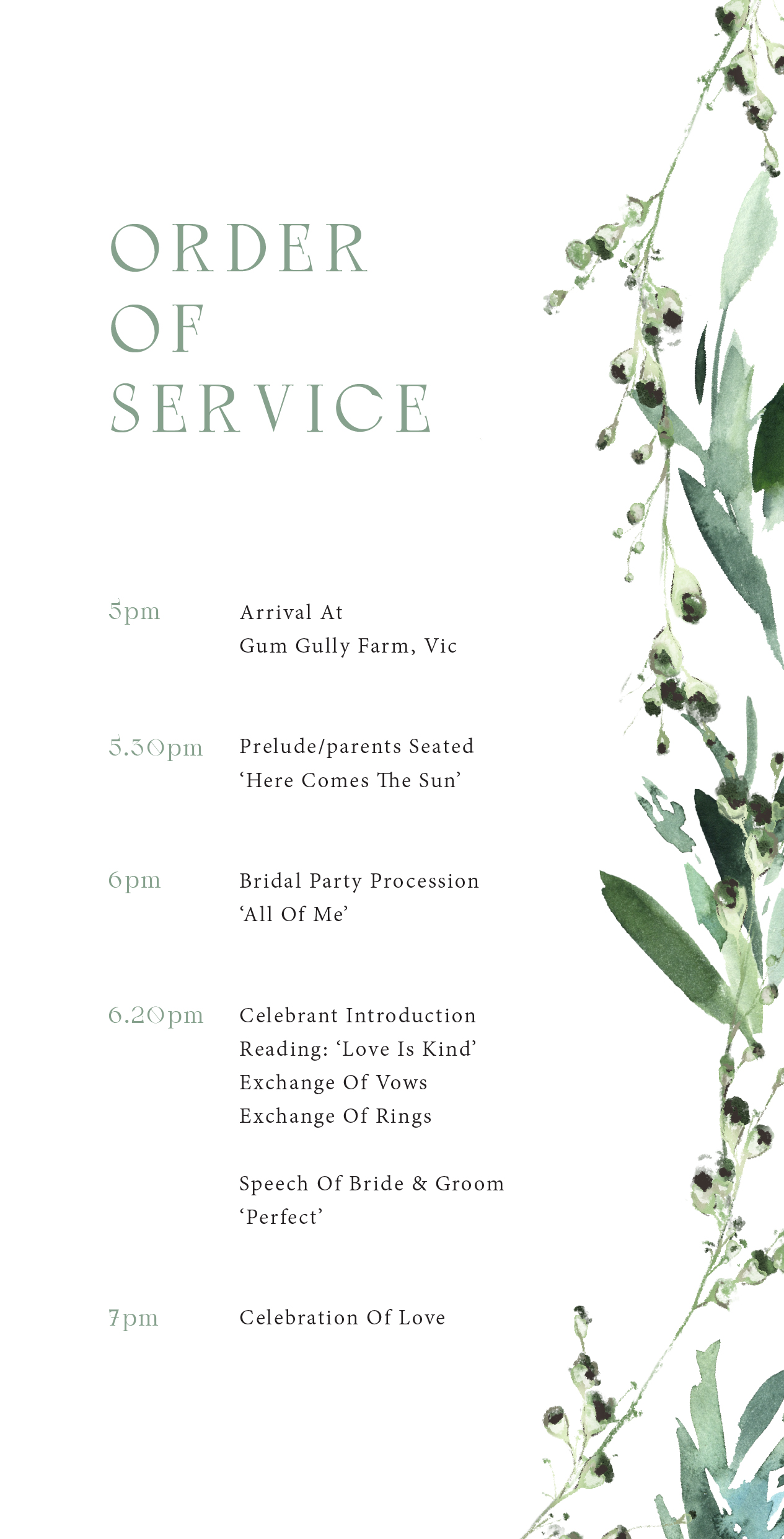 Love and Leaves - Wedding Programs