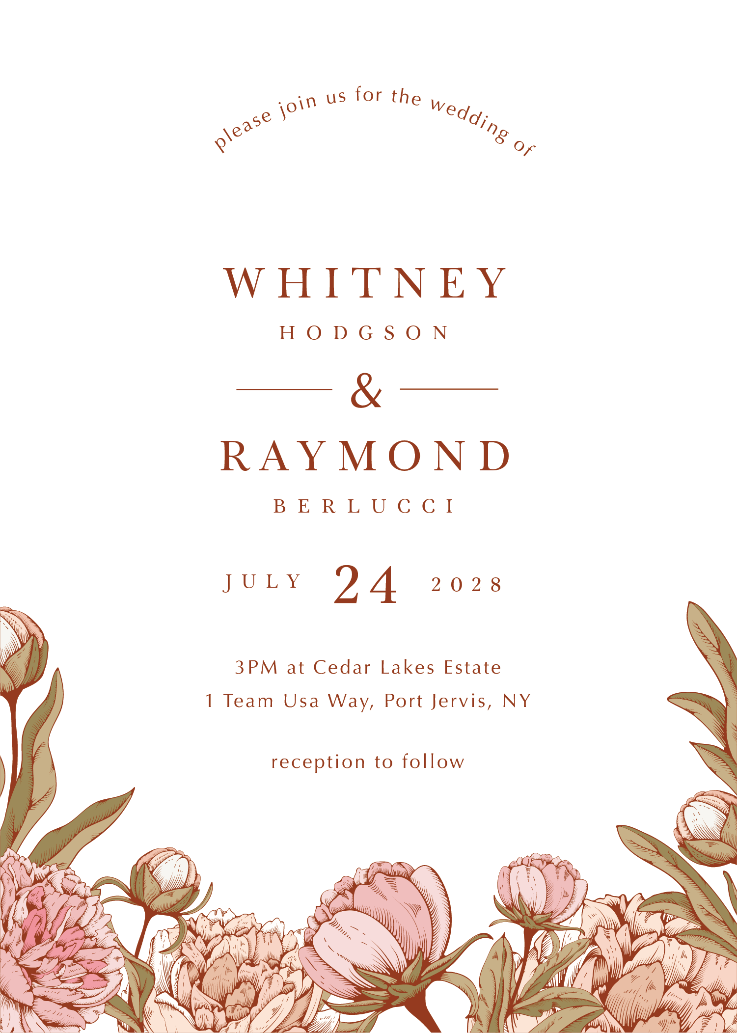Peony Woodcut Modern - Wedding Invitations