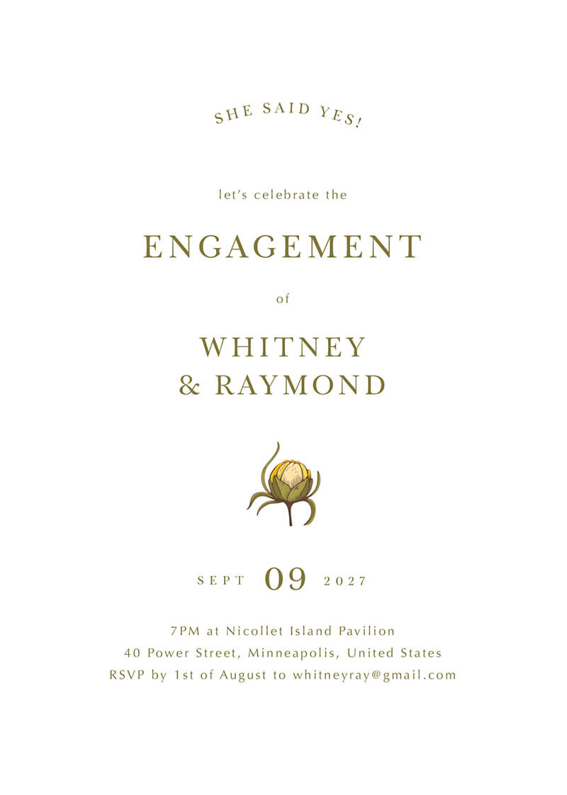 Peony Woodcut Wild - Engagement Invitations