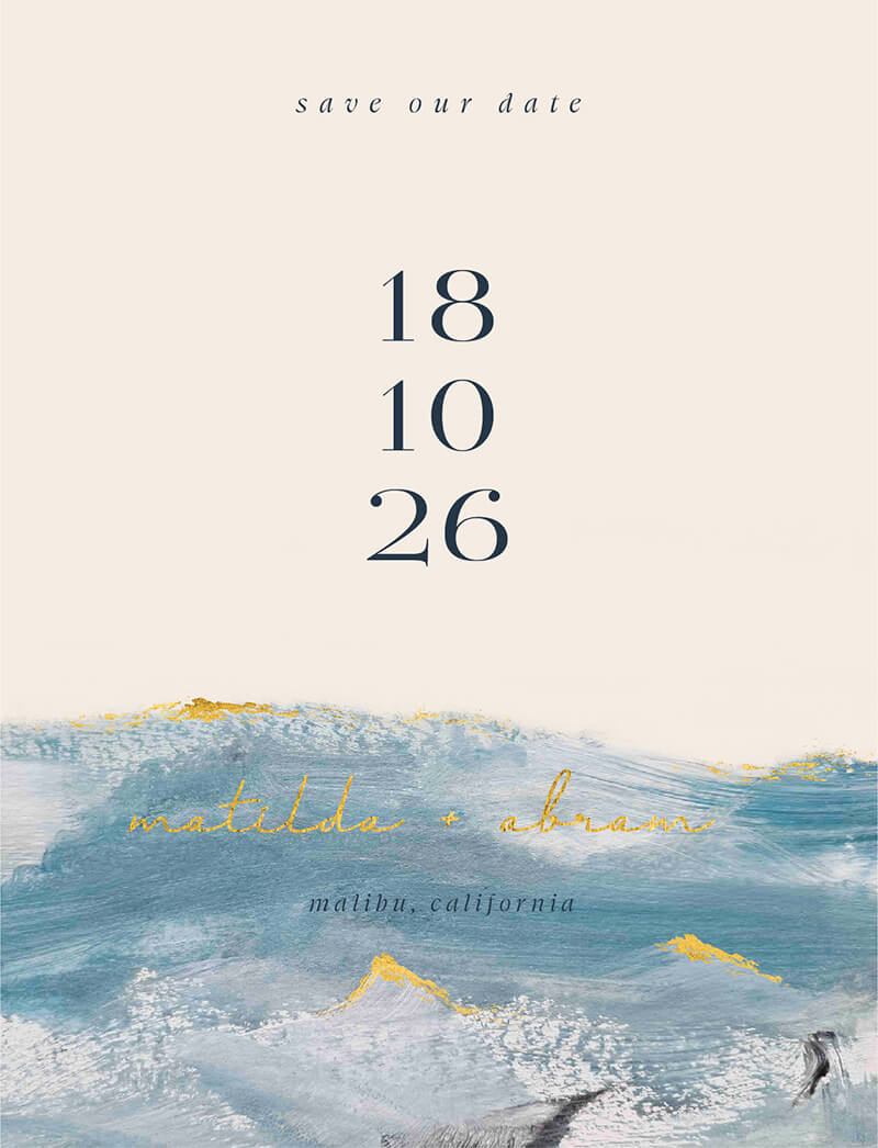 Ocean Waves Save The Date - Foil Stamp design preview