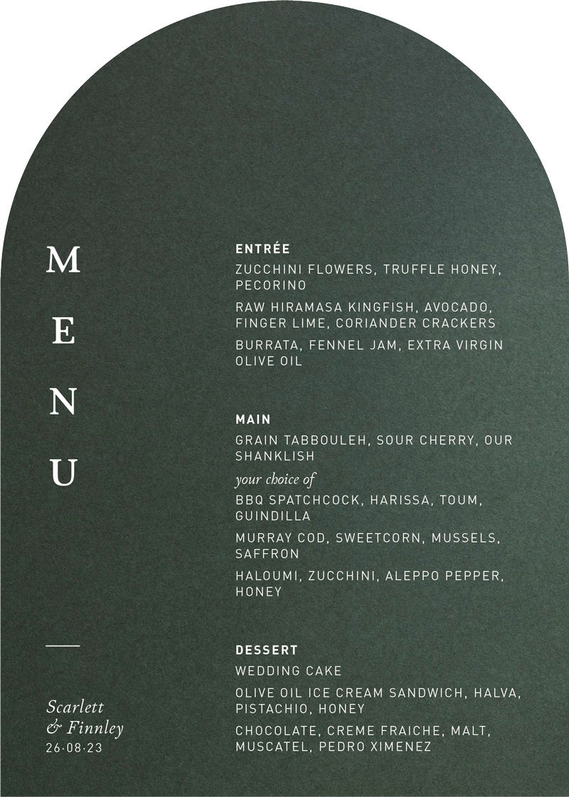 Woodland Wedding Menu - White Ink design preview