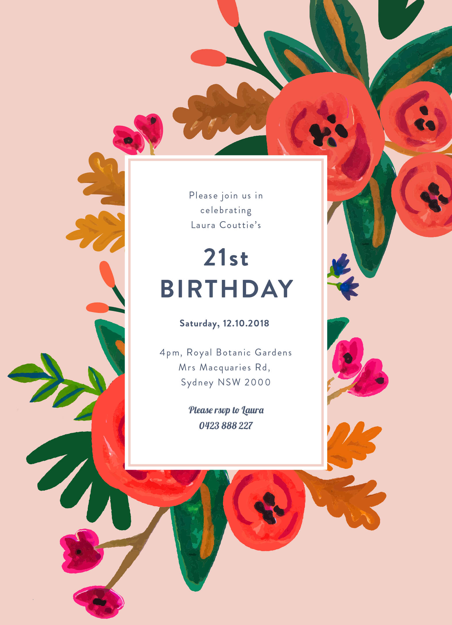 Floral Birthday Birthday Invitations - Digital Printing design preview