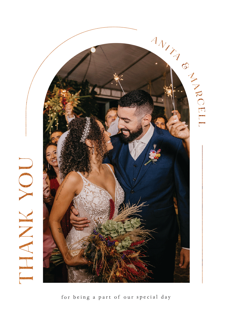 Tropical Botanical Wedding Thank You Cards - Flat Foil design preview