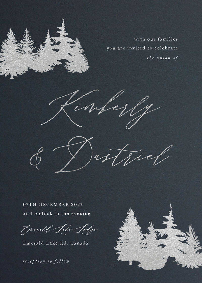 Winterwald Wedding Invitations - Colour Stock + Foil design preview