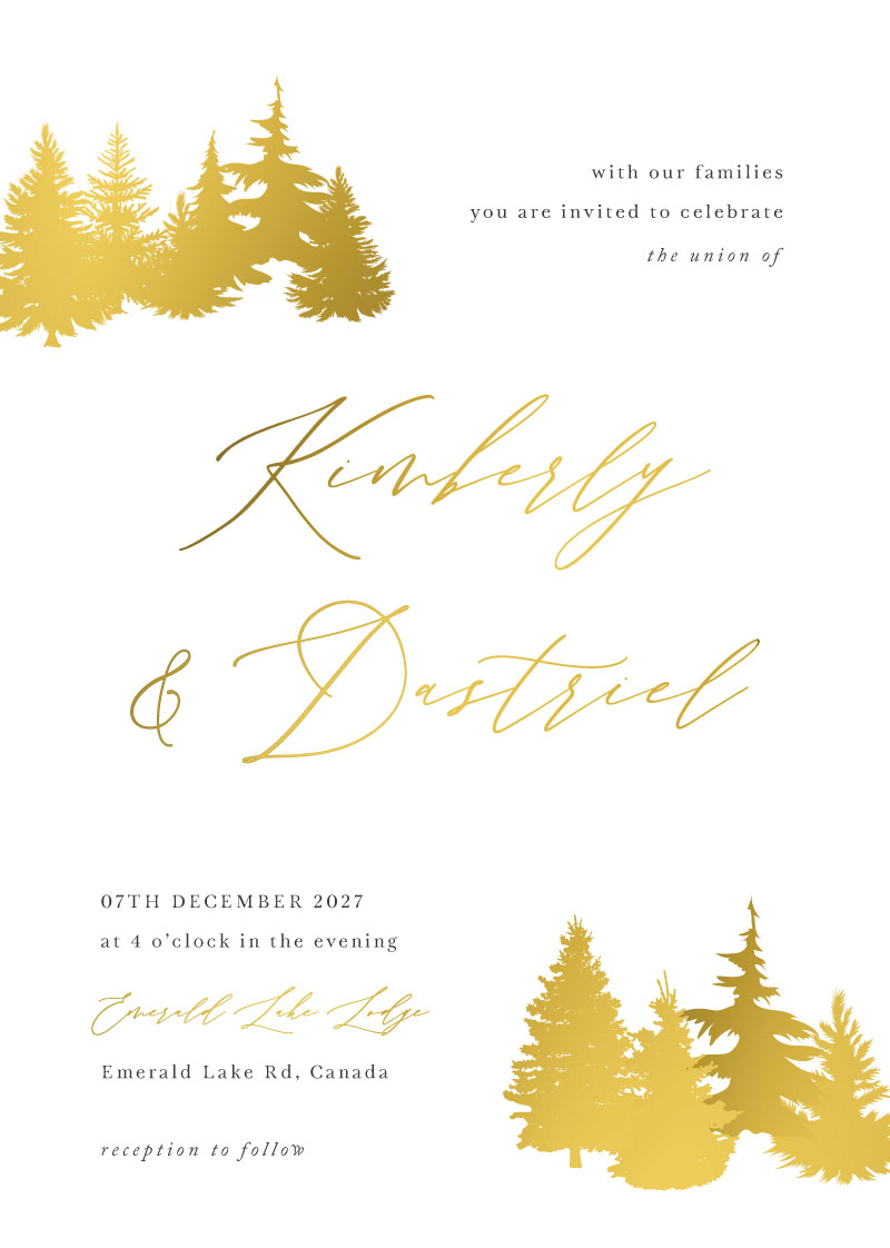 Winterwald Wedding Invitations - Metallic Prints design preview