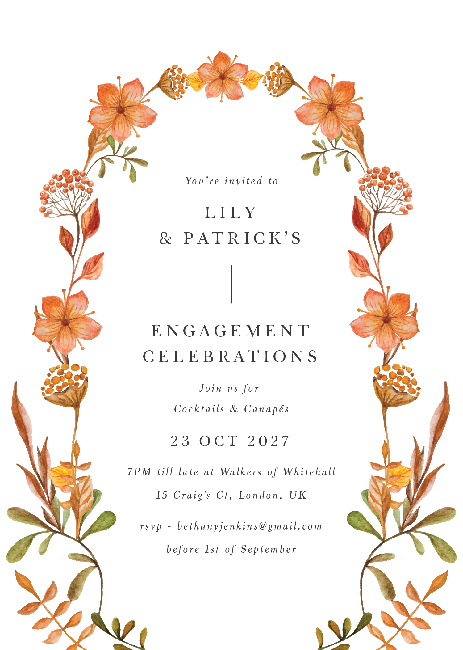 Autumn Wreath - Engagement Invitations