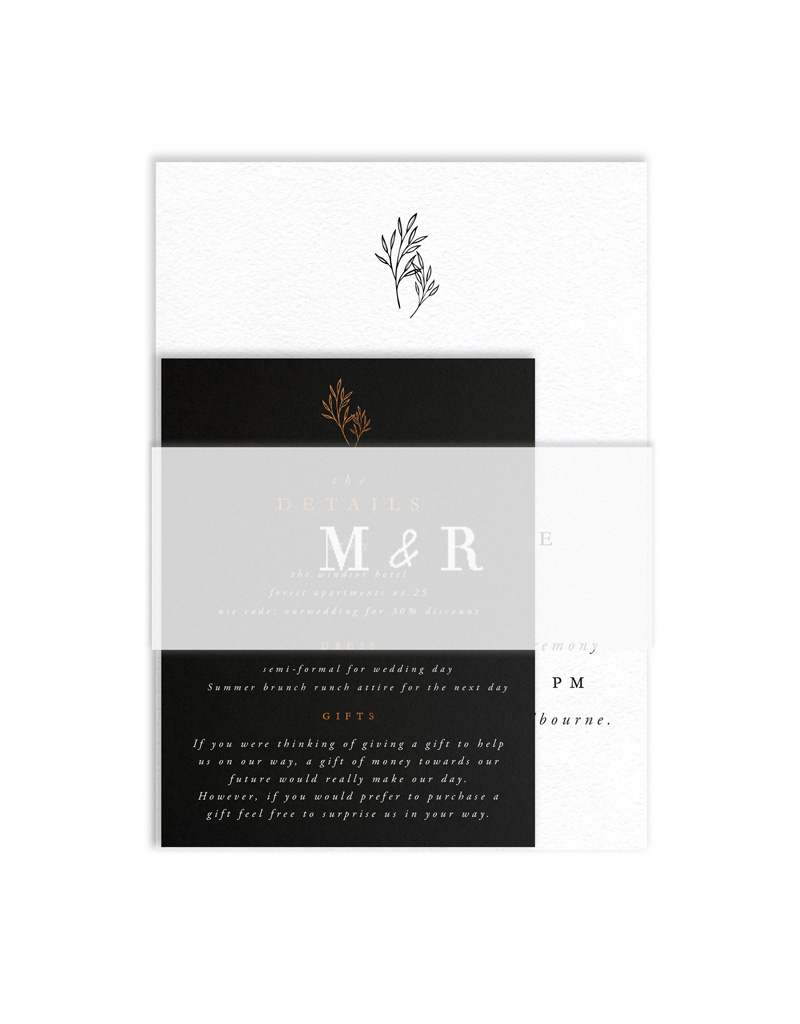 Mod Botanical Belly Bands - White Ink design preview