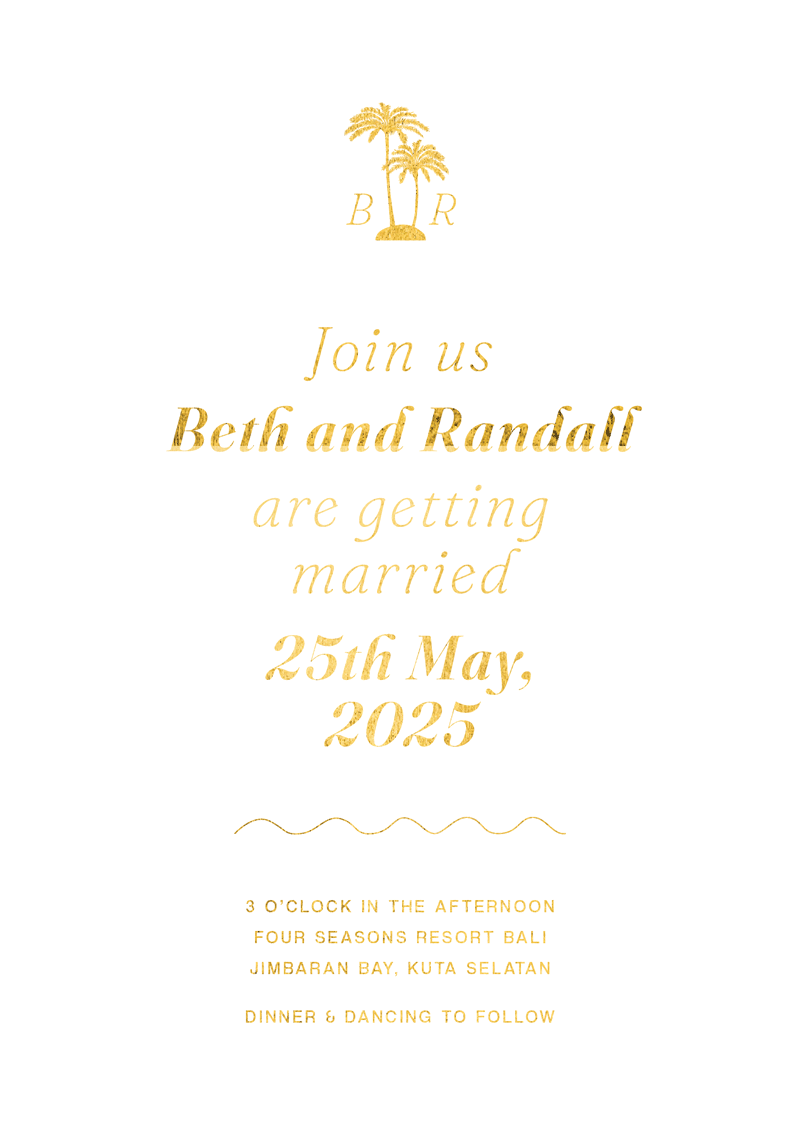 Island Wedding Invitations - Flat Foil design preview