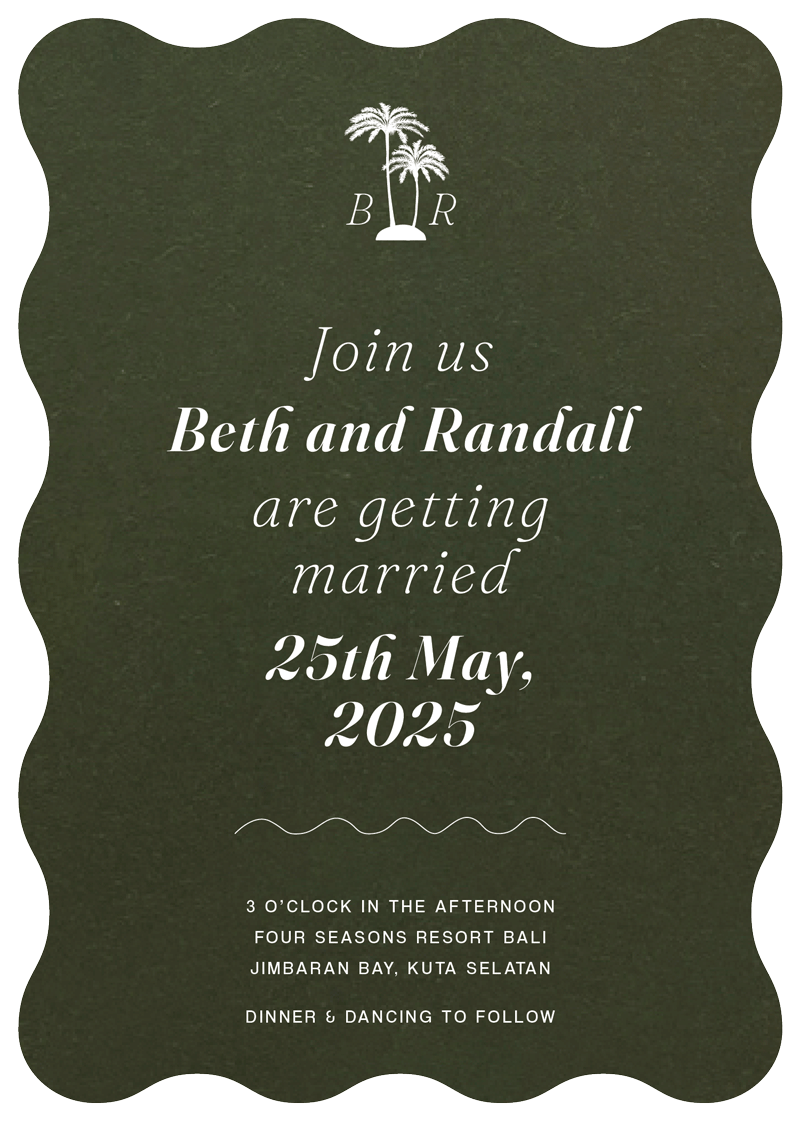 Island Wedding Invitations - White Ink design preview