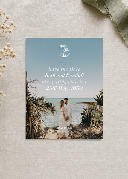 Island save the date card design from Paperlust.