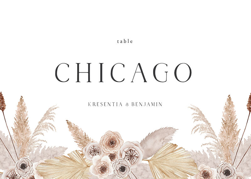Rustic Pampas Table Numbers - Digital Printing design preview