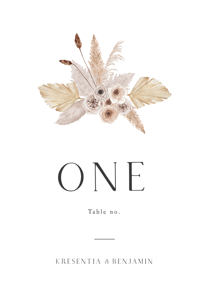 Rustic Pampas Table Numbers - Digital Printing design preview