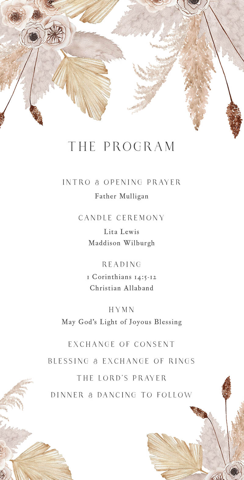 Rustic Pampas - Wedding Programs