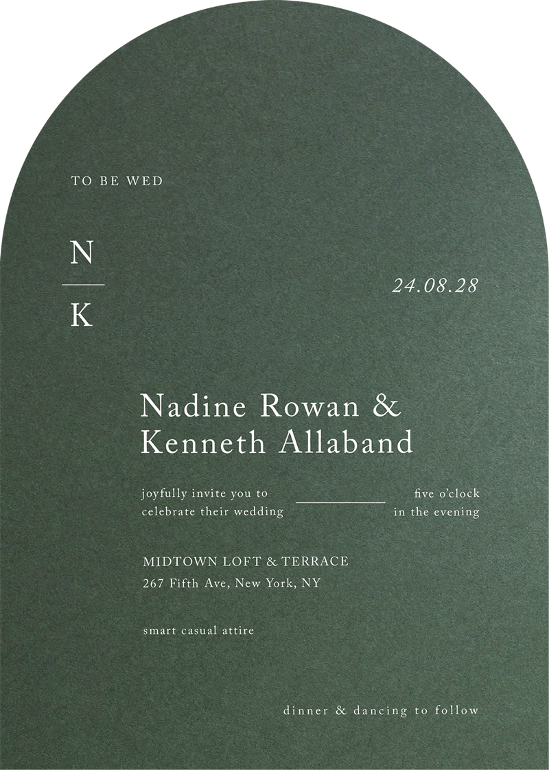 Serif Style Wedding Invitations - White Ink design preview