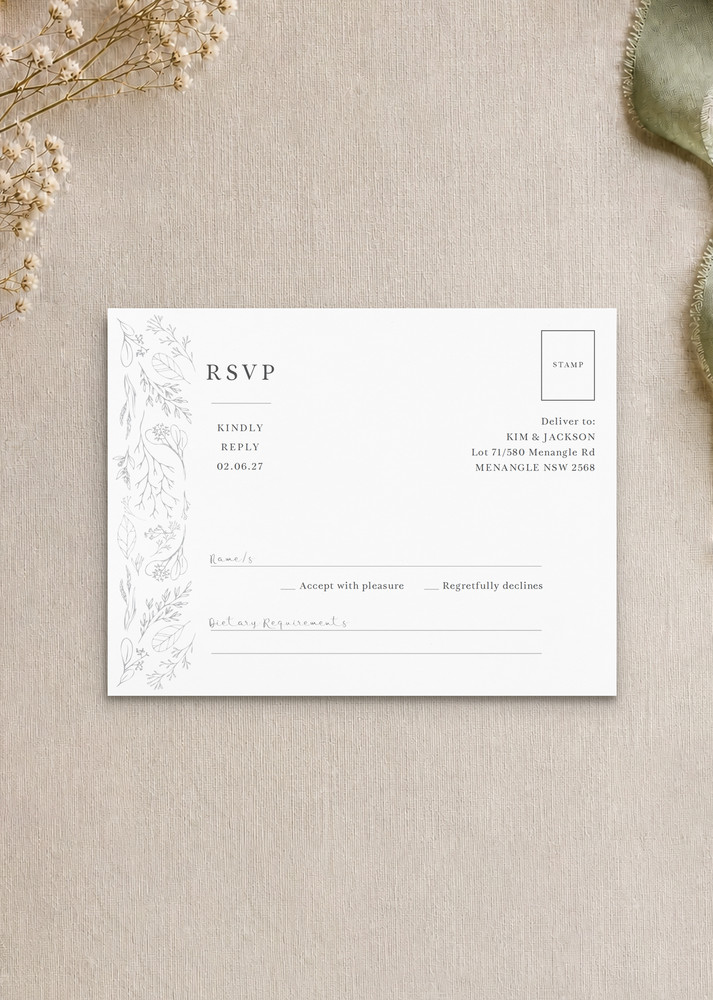 Rustic Botanical RSVP Cards - Digital Printing design preview