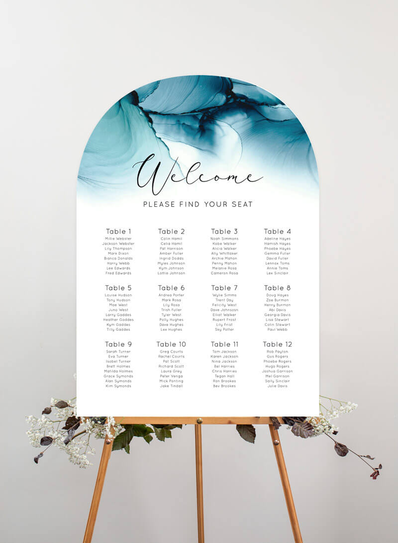Cerulean Wedding Seating Chart - Digital Printing design preview